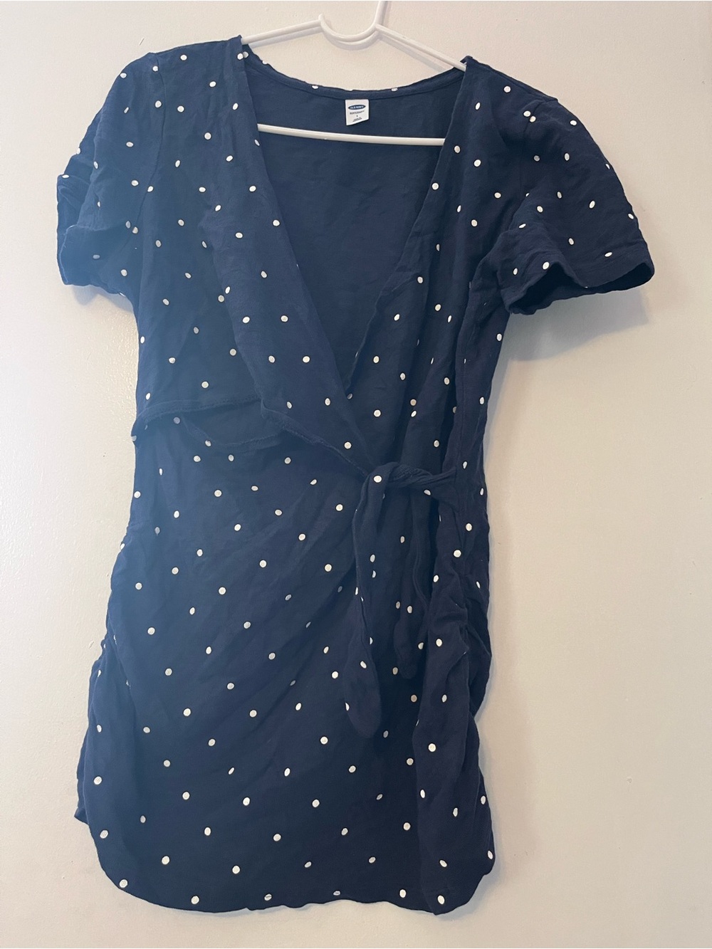 Old Navy Navy Wrap Tunic with White Polka Dots